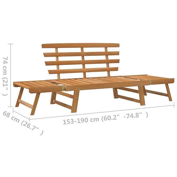 VIDAXL - vidaXL Banc de jardin 2-en-1 190 cm Bois solide d'acacia - large