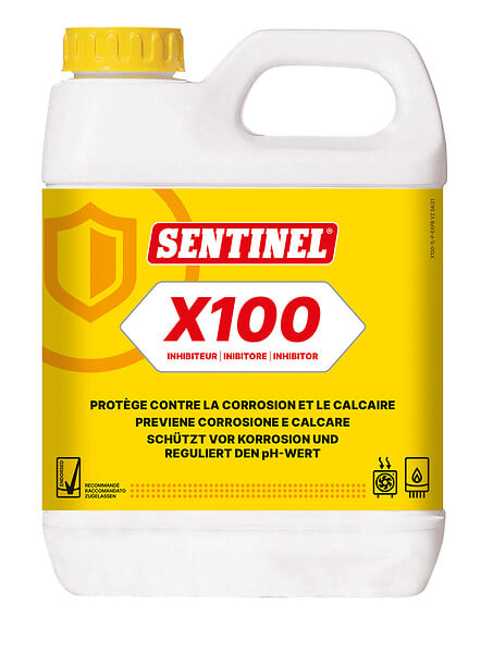 SENTINEL - Inhibiteur X100 – Protection anti-corrosion et anti-calcaire pour installations de chauffage - Bidon de 1L - large