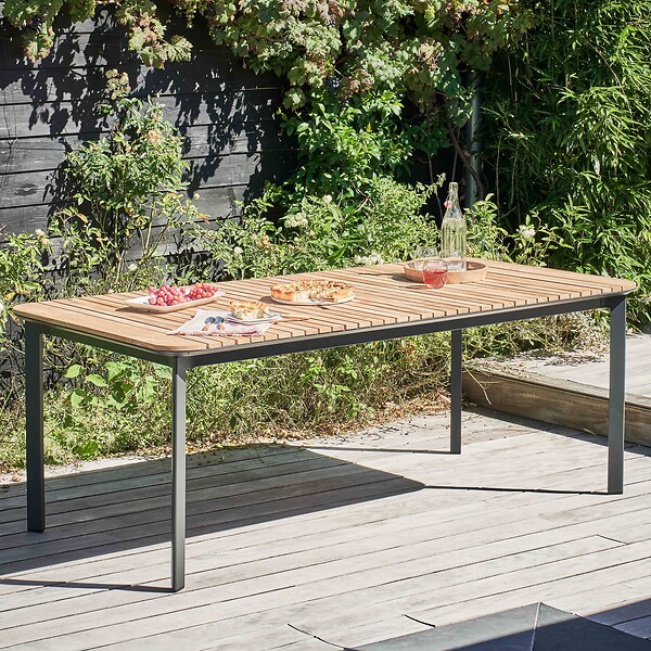 OVIALA - Table de terrasse en aluminium et teck - Tempa - large