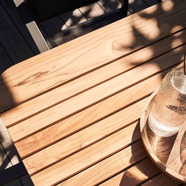OVIALA - Table de terrasse en aluminium et teck - Tempa - large