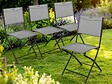 HESPERIDE - Lot de 4 Chaises de jardin pliante métal Modula Galet / Graphite - Hesperide - vignette