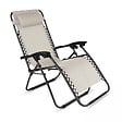 OVIALA - Fauteuil relax de jardin en acier et textilène inclinable taupe - Monaco - vignette