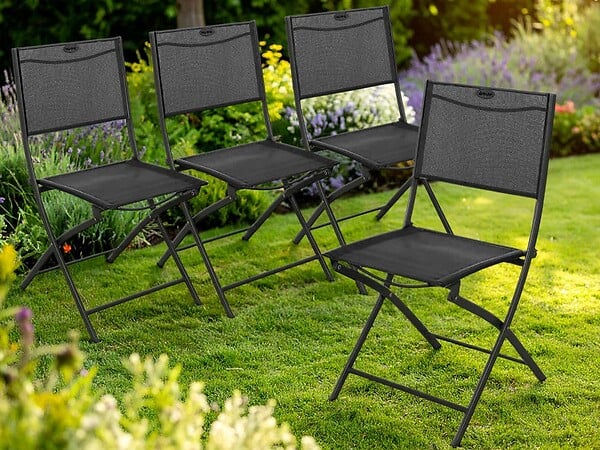 HESPERIDE - Lot de 4 Chaises de jardin pliante métal Modula Gris Anthracite / Graphite - Hesperide - large