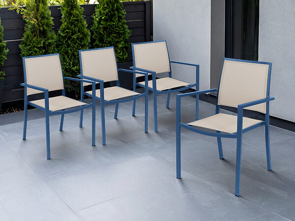 JARDILINE - 4 fauteuils de jardin en aluminium Santorin gris-bleuté - large