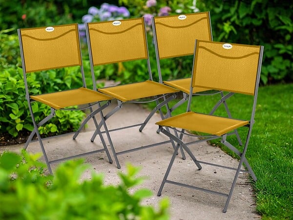 HESPERIDE - Lot de 4 Chaises de jardin pliante métal Modula Moutarde/Graphite - Hespéride - large