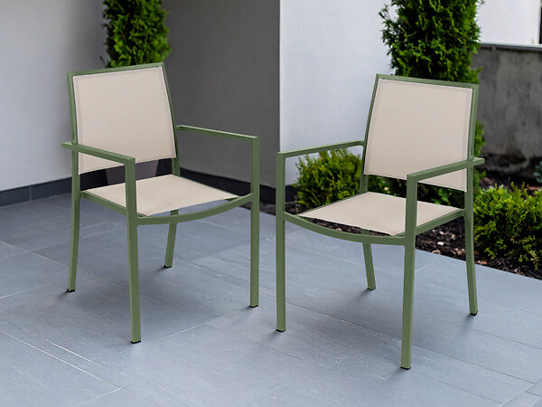JARDILINE - 2 fauteuils de jardin en aluminium Santorin Kaki - large