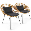 OVIALA - Lot de 2 fauteuils de jardin rond en résine tressée - Antalya - vignette