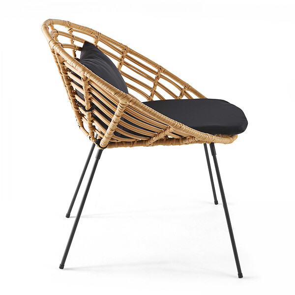 OVIALA - Lot de 2 fauteuils de jardin rond en résine tressée - Antalya - large
