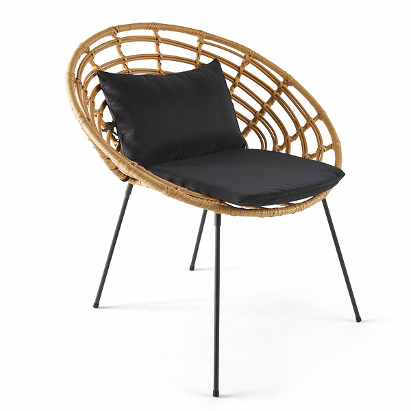 OVIALA - Lot de 2 fauteuils de jardin rond en résine tressée - Antalya - large