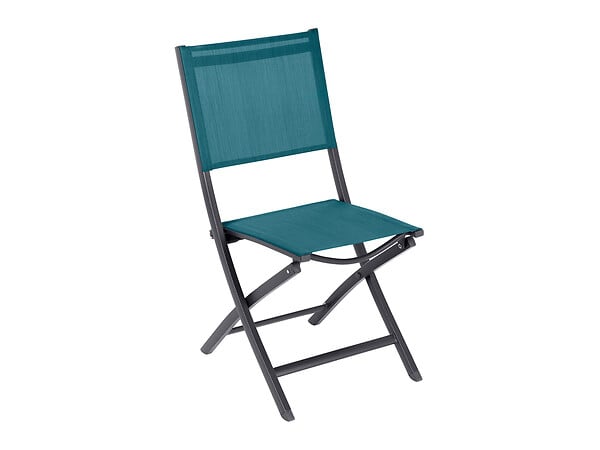 HESPERIDE - Lot de 4 chaises de jardin en aluminium pliables Bleu Canard Essentia - Hespéride - large