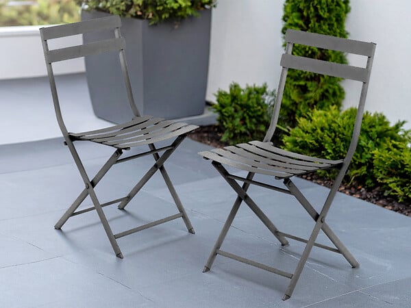 HESPERIDE - Lot de 2 Chaises de jardin métal pliante Greensboro Graphite - Hesperide - large