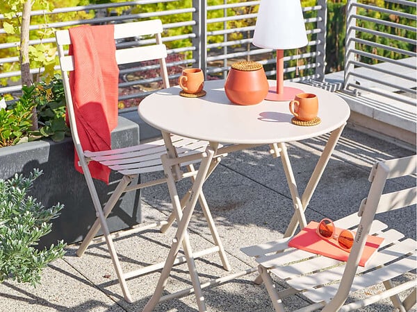 HESPERIDE - Lot de 2 Chaises de jardin métal pliante Greensboro Argile - Hespéride - large