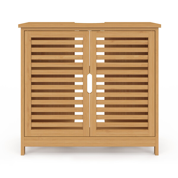 ID MARKET - Meuble sous lavabo salle de bain bambou BEA - large
