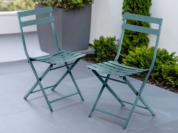 HESPERIDE - Lot de 2 Chaises de jardin métal pliante Greensboro Bleu Canard - Hespéride - large