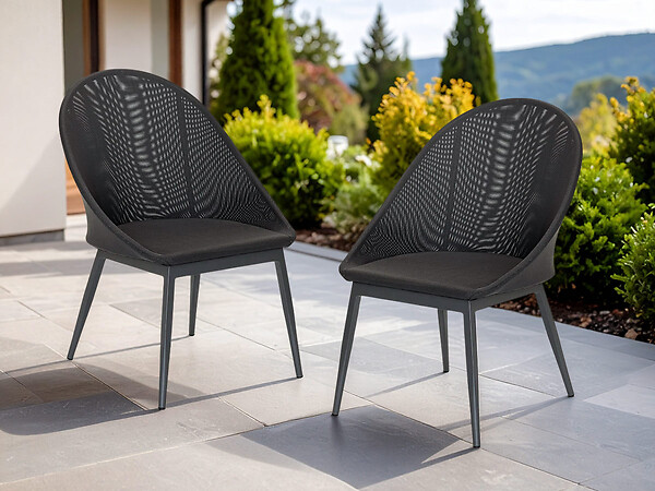 JARDILINE - Lot de 2 Fauteuils de jardin en aluminium avec coussin gris Fuerte Ventura - Jardiline - large