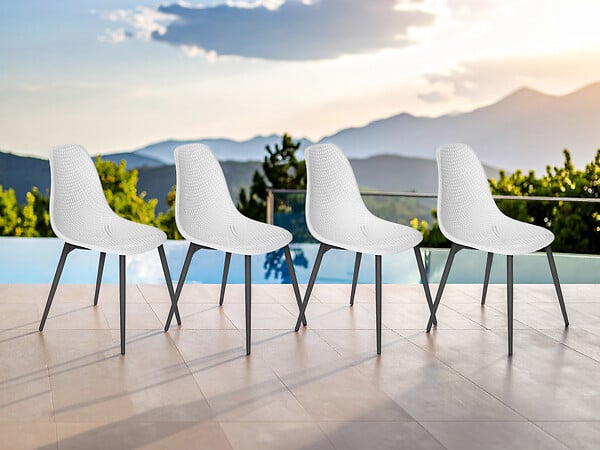 JARDILINE - Lot de 4 Chaises de jardin en aluminium et résine coloris blanc Malte - Jardiline - large