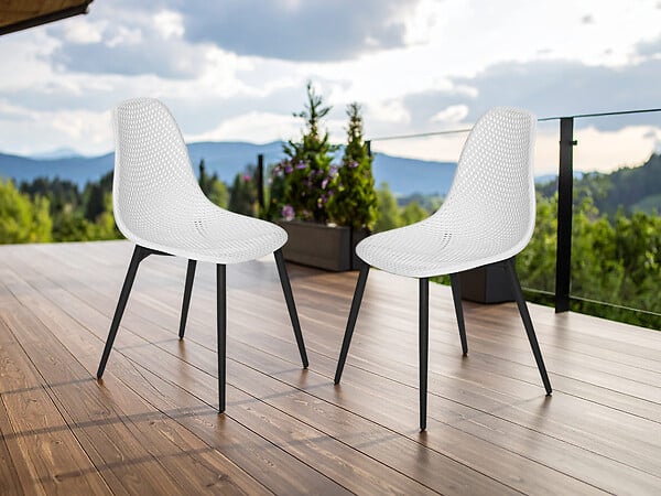 JARDILINE - Lot de 2 Chaises de jardin en aluminium et résine coloris blanc Malte - Jardiline - large