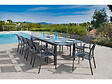 JARDILINE - Lot de 2 Fauteuils de jardin empilables en aluminium et textilène Milos Anthracite - Jardiline - vignette