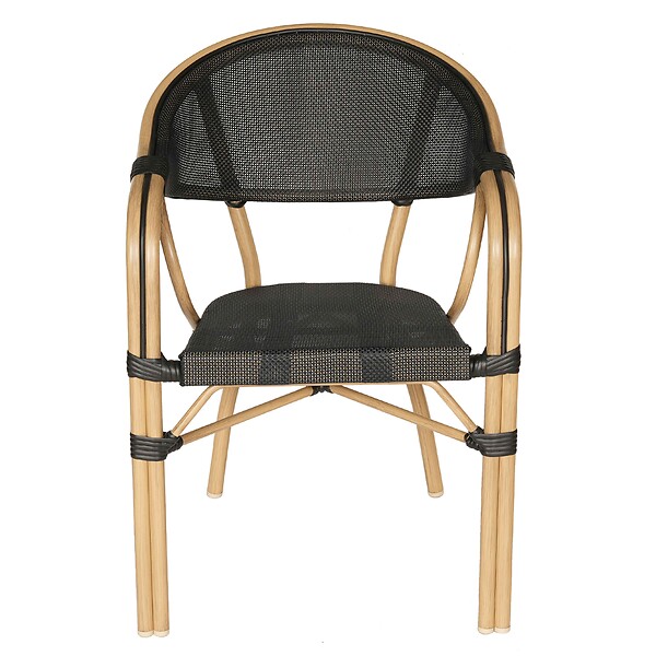 OVIALA - Chaise de terrasse empilable bistrot parisien noire - Beaubourg - large