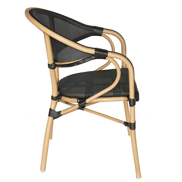 OVIALA - Chaise de terrasse empilable bistrot parisien noire - Beaubourg - large