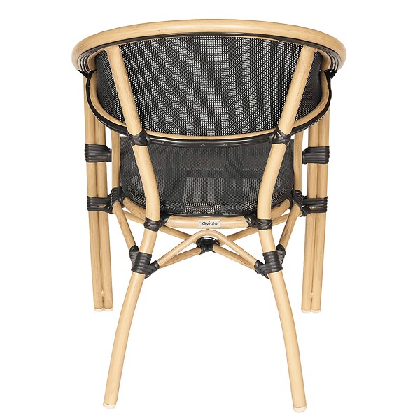 OVIALA - Chaise de terrasse empilable bistrot parisien noire - Beaubourg - large