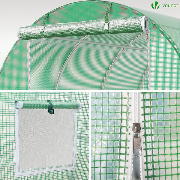 VOUNOT - Serre de jardin tunnel 6m2 en acier galvanise - large