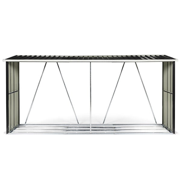 ID MARKET - Abri de stockage 4 m³ gris en acier galvanisé pour bûches - large
