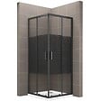 SANIVERRE - BOHA-LINE Cabine de douche d'angle H.190 85x90 cm verre sérigraphié ligne noire 6mm, portes coulissantes - vignette
