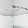 AURLANE - Cabine de Douche Carrée 90x90cm Porte Pivotante - Blanche - Bande Effet Miroir - SQUARE STRIPE - vignette