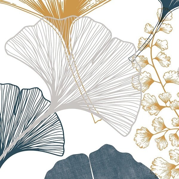 99DECO - Papier peint panoramique - Gingko - Multicolore - intissé : 150g/m² - 5 lés : 240x270cm - large