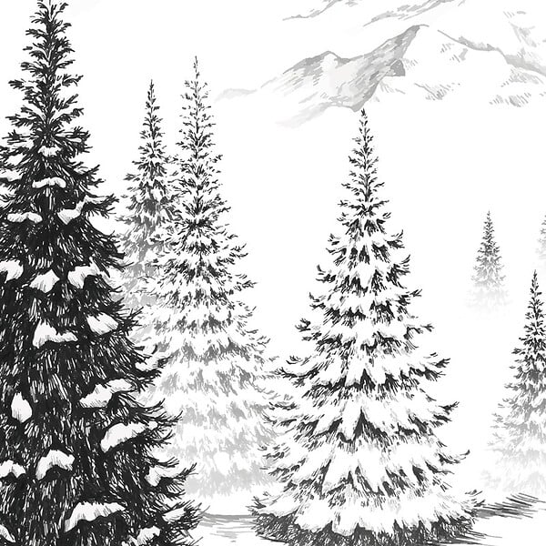 99DECO - Papier peint panoramique - Montagne - Noir - intissé : 150g/m² - 9 lés : 432x270cm - large