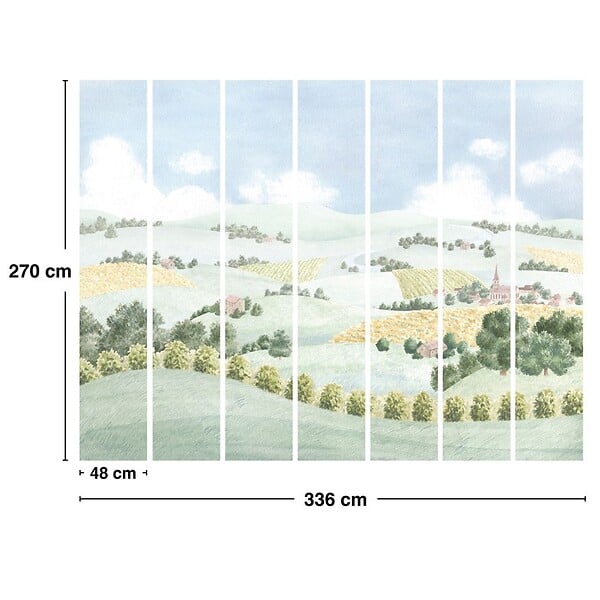 99DECO - Papier peint panoramique - Campagne - Multicolore - intissé : 150g/m² - 7 lés : 336x270cm - large