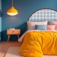 99DECO - Tête de lit - Vichy - intissé 225g/m² - pré-encollé - Bleu - 110x140cm - vignette