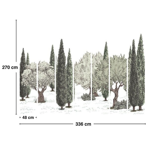 99DECO - Papier peint panoramique - Tivoli - Vert - intissé : 150g/m² - 7 lés : 336x270cm - large