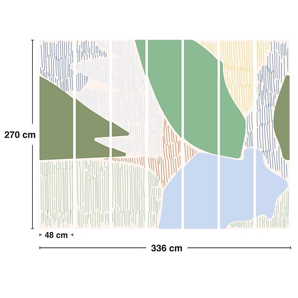 99DECO - Papier peint panoramique - Jardin Diffus - Vert - intissé : 150g/m² - 7 lés : 336x270cm - large