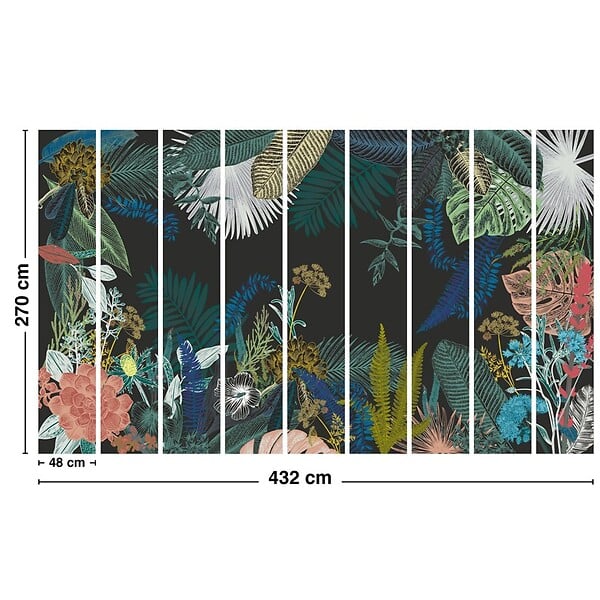 99DECO - Papier peint panoramique - Jungle Douanier - Multicolore - intissé : 150g/m² - 9 lés : 432x270cm - large