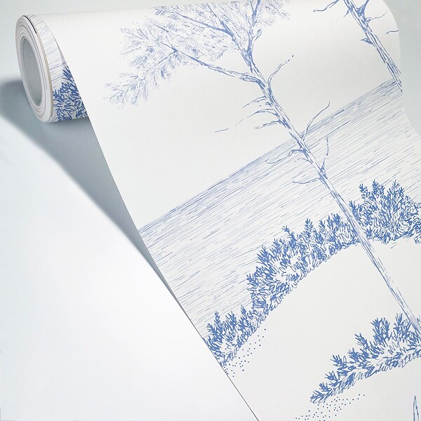 99DECO - Papier peint panoramique - Les Landes - Bleu - intissé : 150g/m² - 7 lés : 336x270cm - large