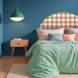 99DECO - Tête de lit - Vichy - intissé 225g/m² - pré-encollé - Rouge - 110x160cm - vignette