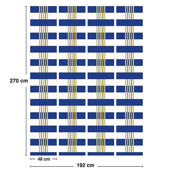 99DECO - Papier peint raccordable - Positano - Bleu - intissé : 150g/m² - 4 lés : 192x270cm - large