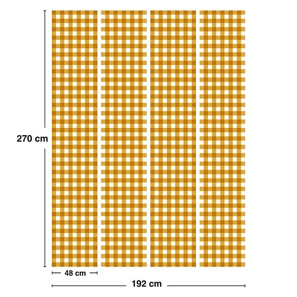 99DECO - Papier peint raccordable - Vichy - Orange - intissé : 150g/m² - 4 lés : 192x270cm - large