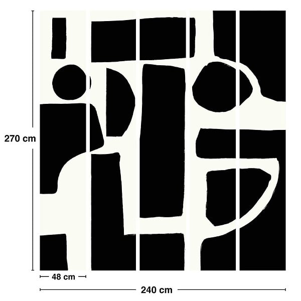 99DECO - Papier peint panoramique - Elémentaire - Noir - intissé : 150g/m² - 5 lés : 240x270cm - large