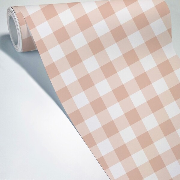 99DECO - Papier peint raccordable - Vichy - Rose - intissé : 150g/m² - 4 lés : 192x270cm - large