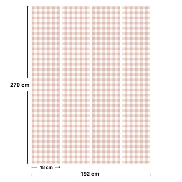 99DECO - Papier peint raccordable - Vichy - Rose - intissé : 150g/m² - 4 lés : 192x270cm - large