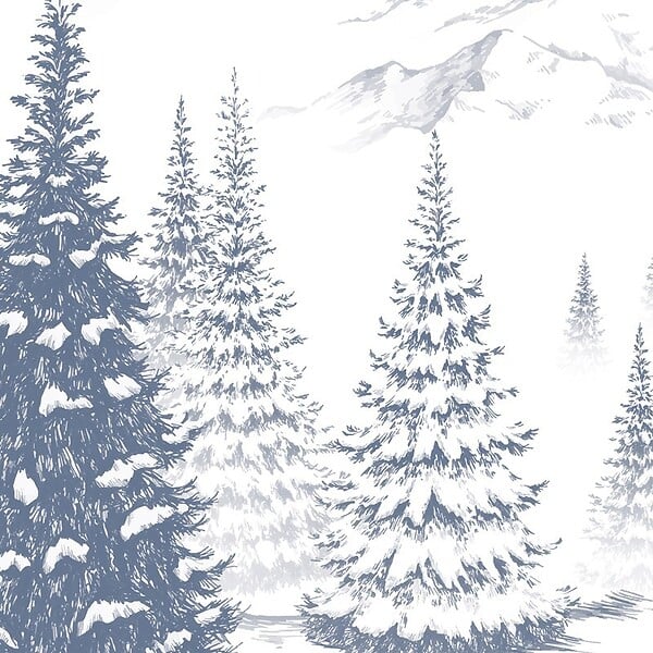 99DECO - Papier peint panoramique - Montagne - Bleu - intissé : 150g/m² - 9 lés : 432x270cm - large