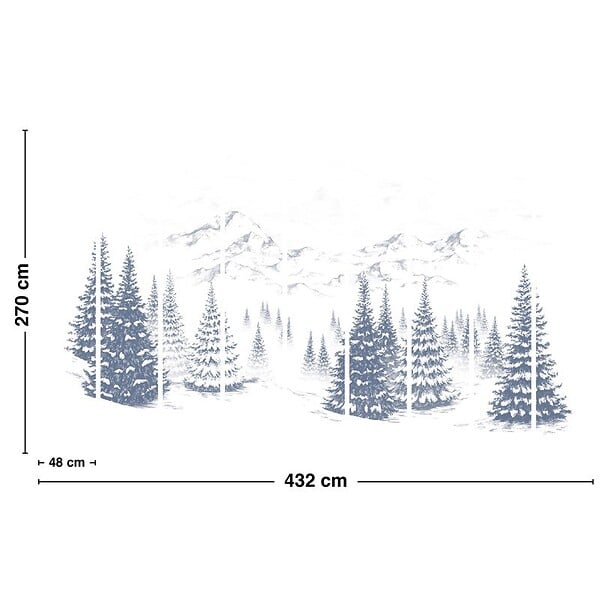 99DECO - Papier peint panoramique - Montagne - Bleu - intissé : 150g/m² - 9 lés : 432x270cm - large