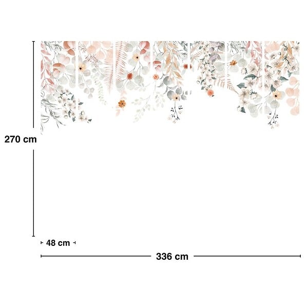 99DECO - Papier peint panoramique - Flowers in Rain - Multicolore - intissé : 150g/m² - 7 lés : 336x270cm - large