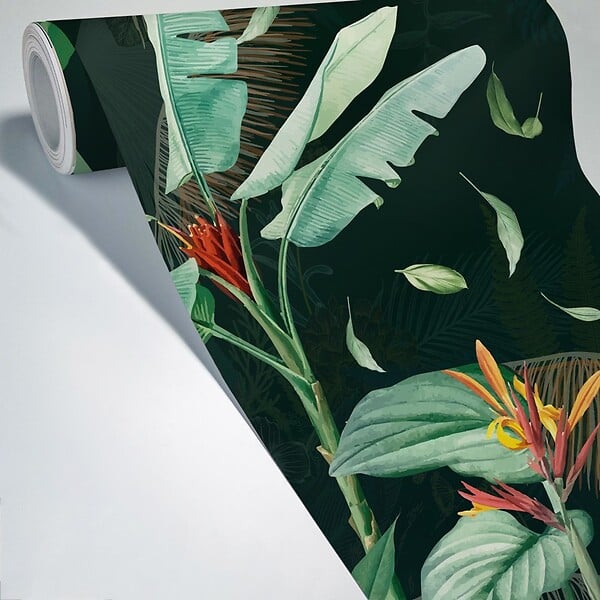 99DECO - Papier peint panoramique - Tropics Dark - Vert - intissé : 150g/m² - 7 lés : 336x270cm - large