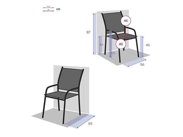 HESPERIDE - Lot de 4 fauteuils de jardin en texaline Piazza Bleu Canard / Graphite - Hespéride - large