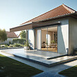 INTERSUN - Store banne loggia AMARITE 2,50x1,50 M (Manuelle - Blanc satiné RAL9010 - Taupe 250g/m²) - vignette