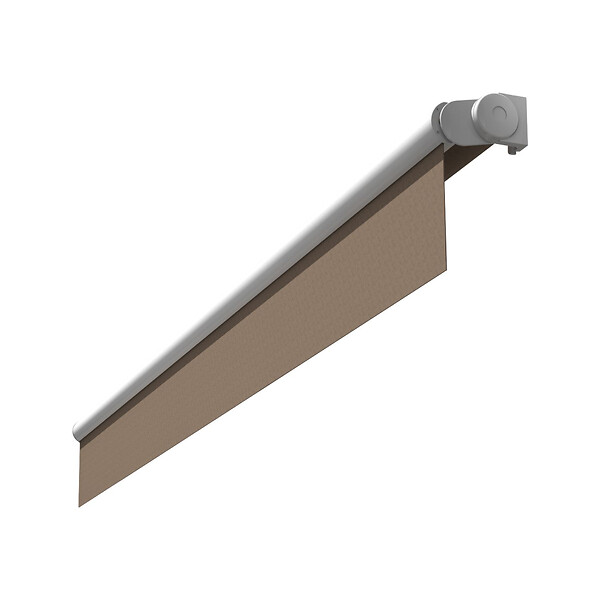 INTERSUN - Store banne loggia AMARITE 2,50x1,50 M (Manuelle - Blanc satiné RAL9010 - Taupe 250g/m²) - large